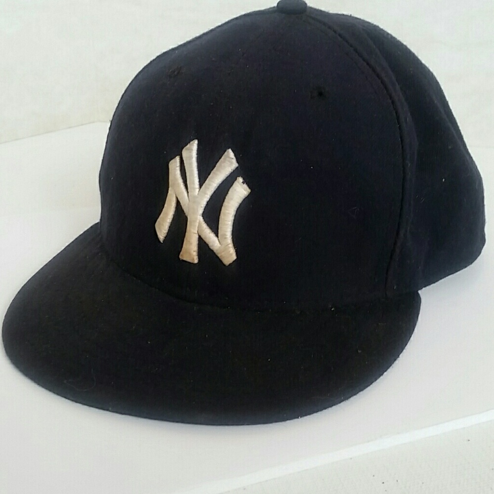New York Yankees Flat Bill Hat fitted Sz 7 3/4